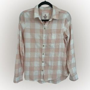 SO Pink and Creamy White Plaid Button Down Shirt Size S NWOT